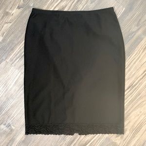 Women’s Express Black Pinstripe Lace Trim Pencil Skirt